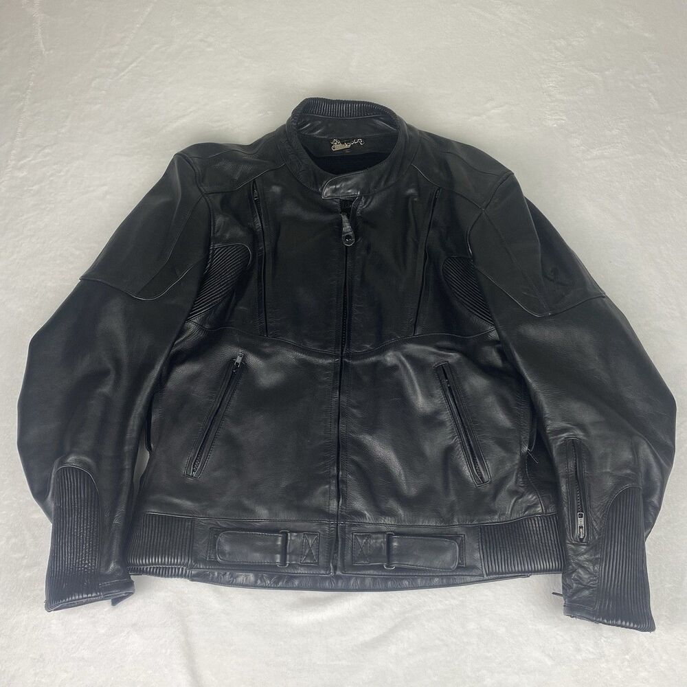 Xpert Sport Motorcycle Jacket Mens Size 46 Black Leather Full Zip